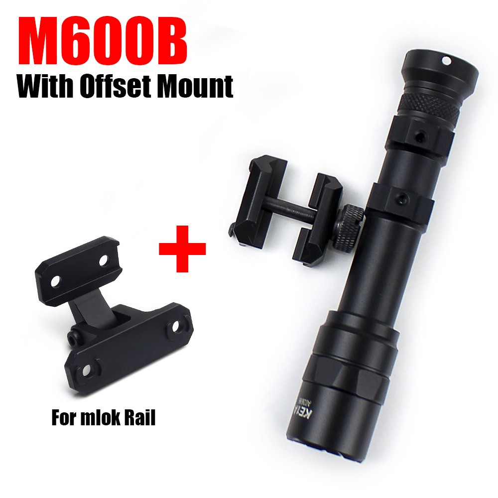 M600B Tactical Flashlight LED Weapon Light For 20mm Picatinny Rail + Mlok Mount