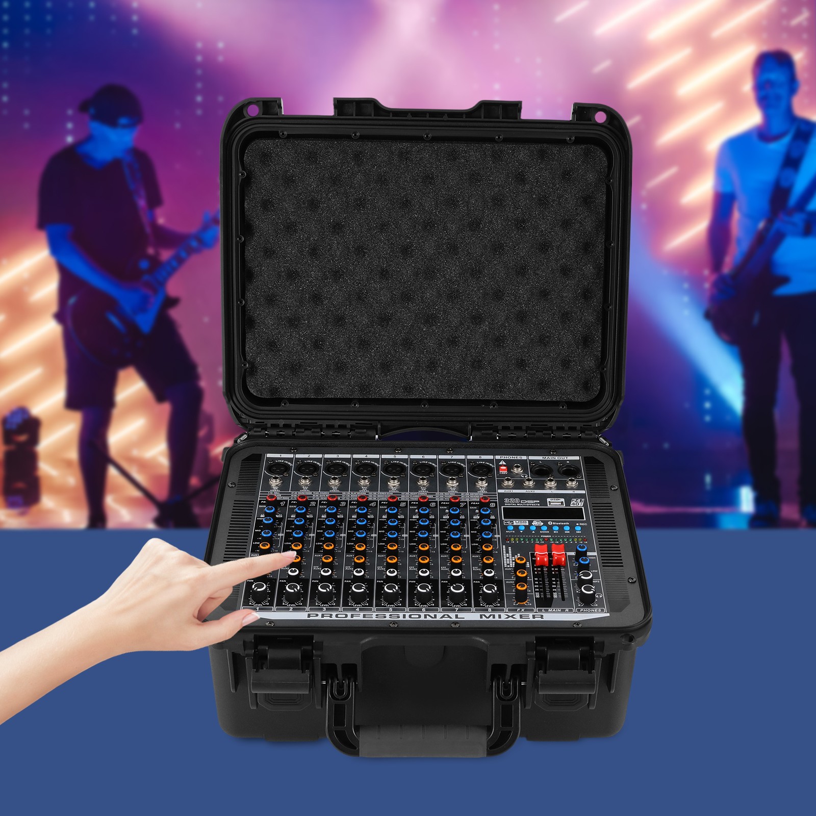 8 Channel Tabletop Mixer Power Mixer Amplifier Sound Mixing Console Dj Bluetooth