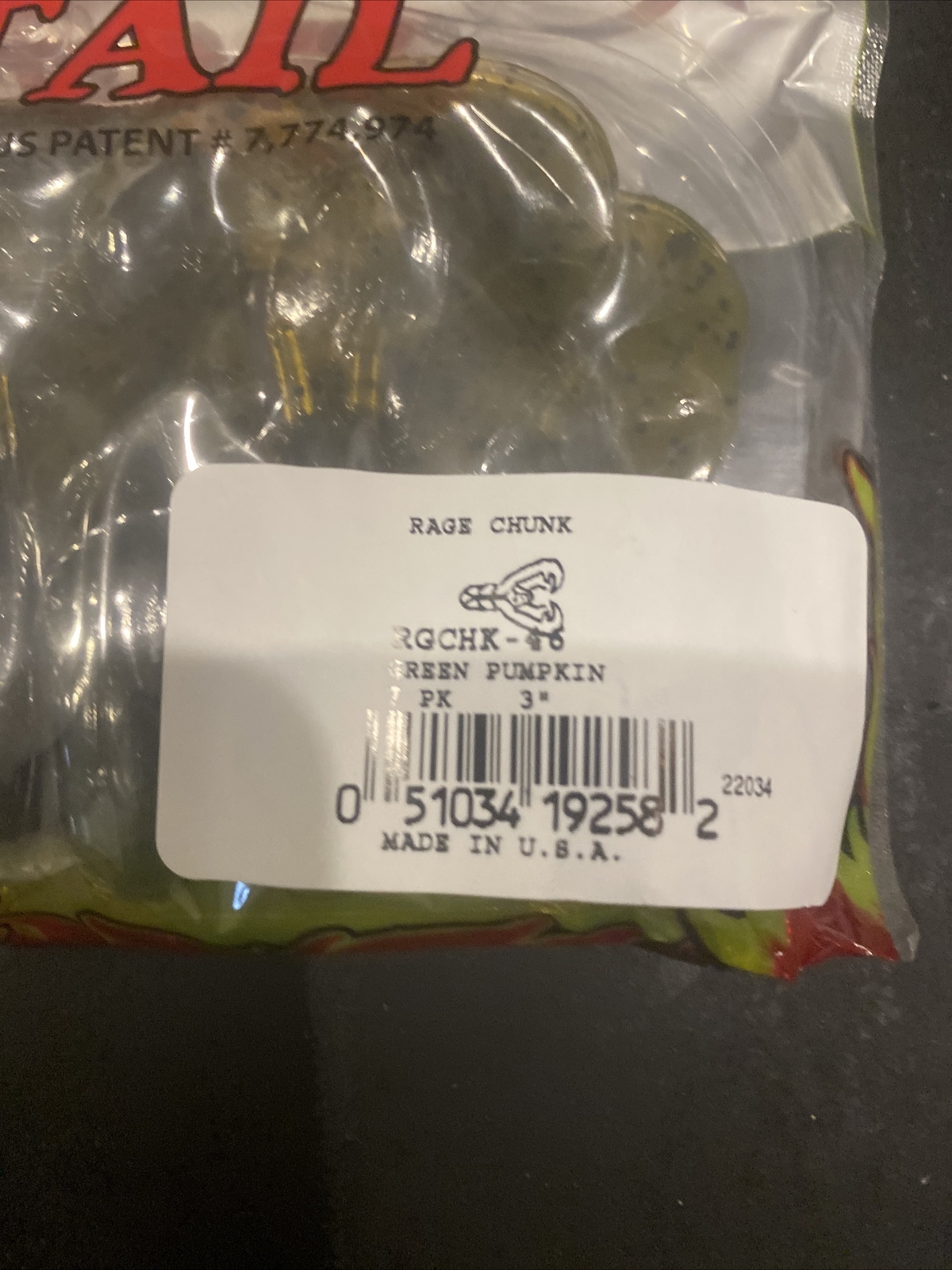 Strike King 3” Rage Chunk 7 per pack Green Pumpkin