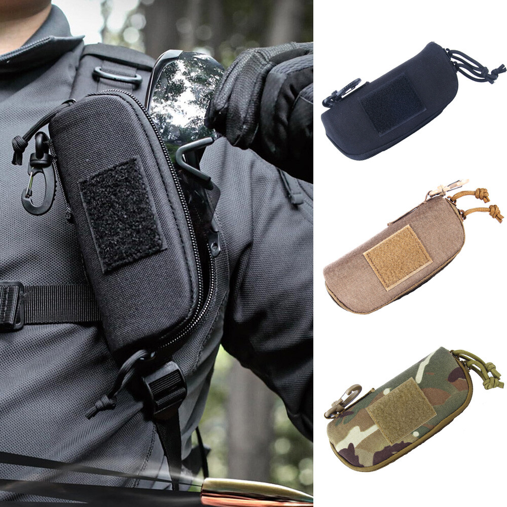 Eyeglasses Hard Shell Bag Tactical Molle Zipper Sunglasses Carrying Case w/ Clip