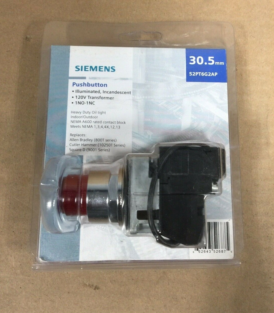 HOUSTON STOCK NEW SIEMENS 52PT6G2AP ILLUMINATED PUSHBUTTON 120V FREE 2 DAY AIR