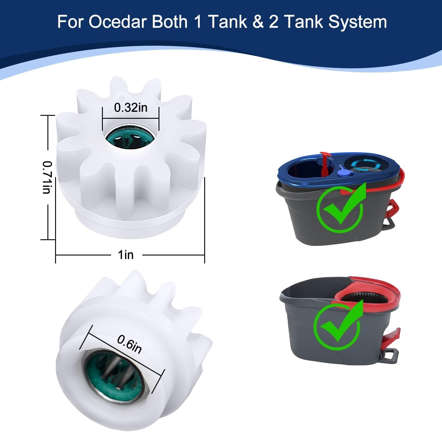 2 Pcs Easy Mop Replacement Gears for Oceda Vilida Spin Mop - Durable & Efficient
