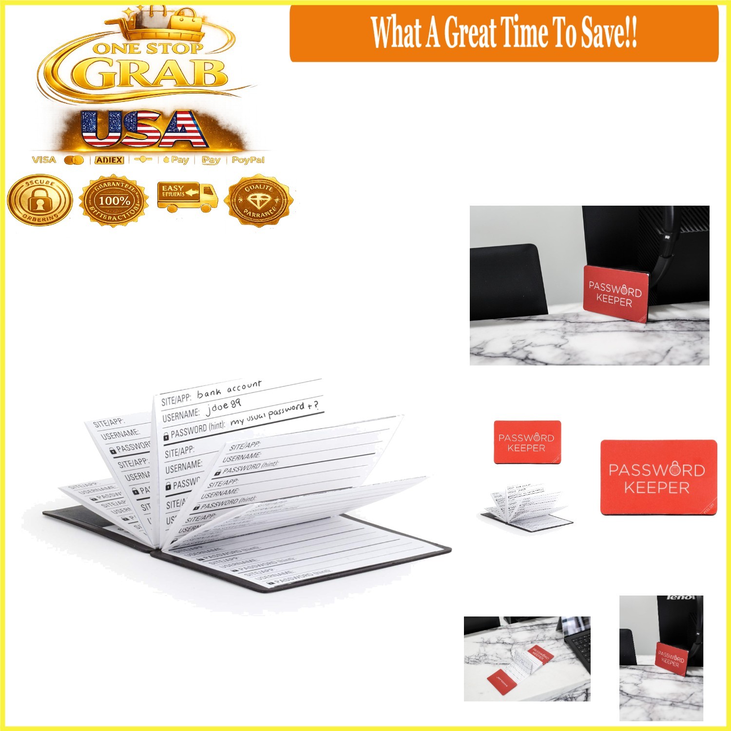 Password Keeper NB01 Wallet-Sized Folding Book Red Soft Cover 60 Pages