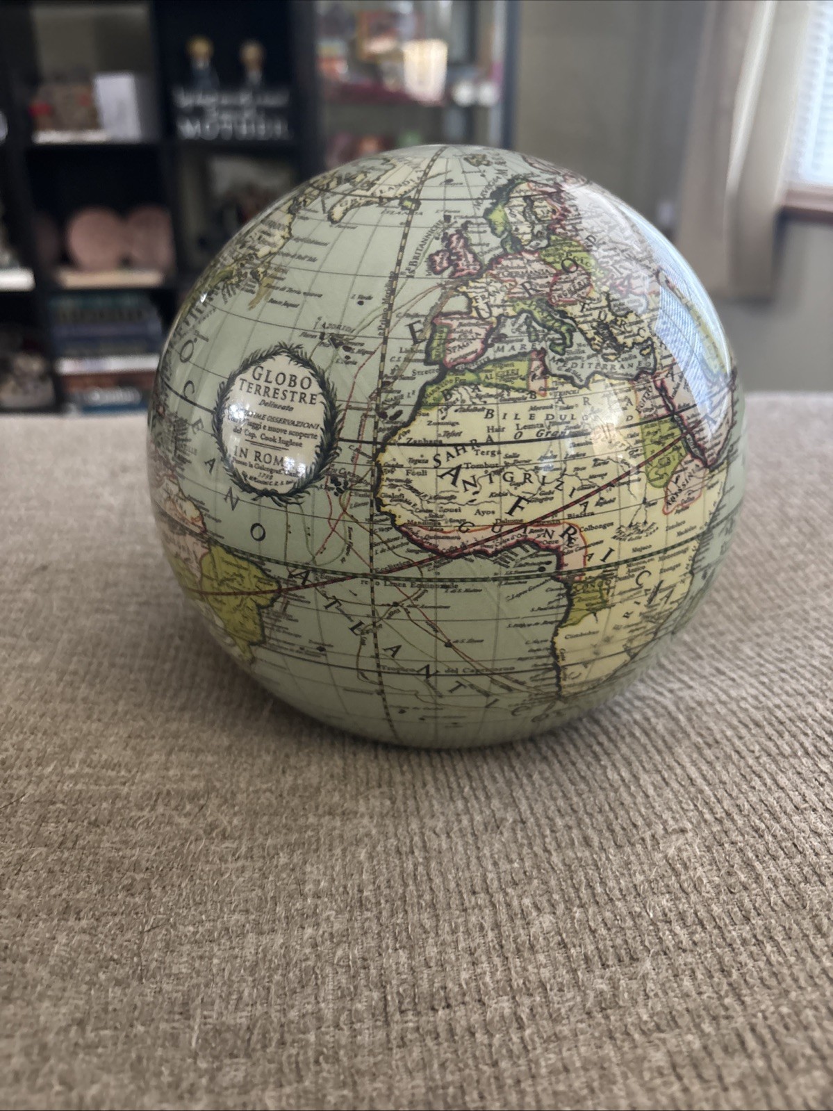 MOVA Globe 6" Antique Terrestrial Green Solar Powered Rotating No Stand Works!