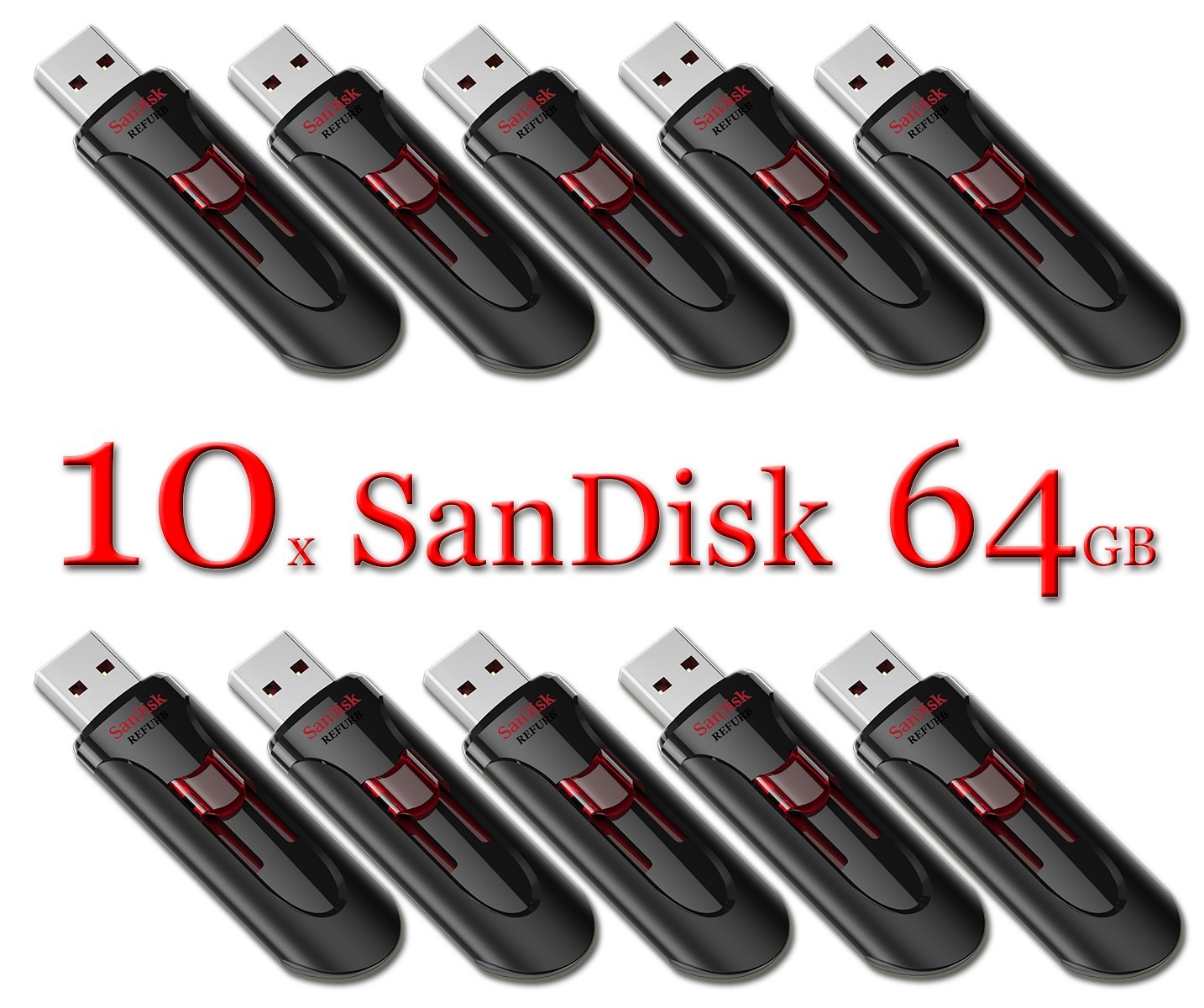 10x SanDisk Cruzer Glide 64GB USB 3.0 Flash Drive - SDCZ600-064G- G35 - Black U