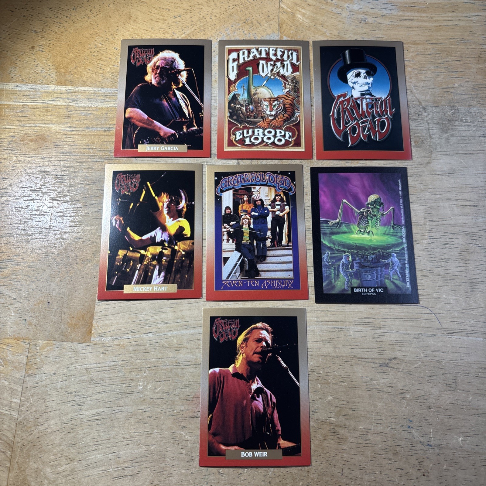 7 Grateful Dead 1991 Brockum Collectors Cards Jerry Garcia!!