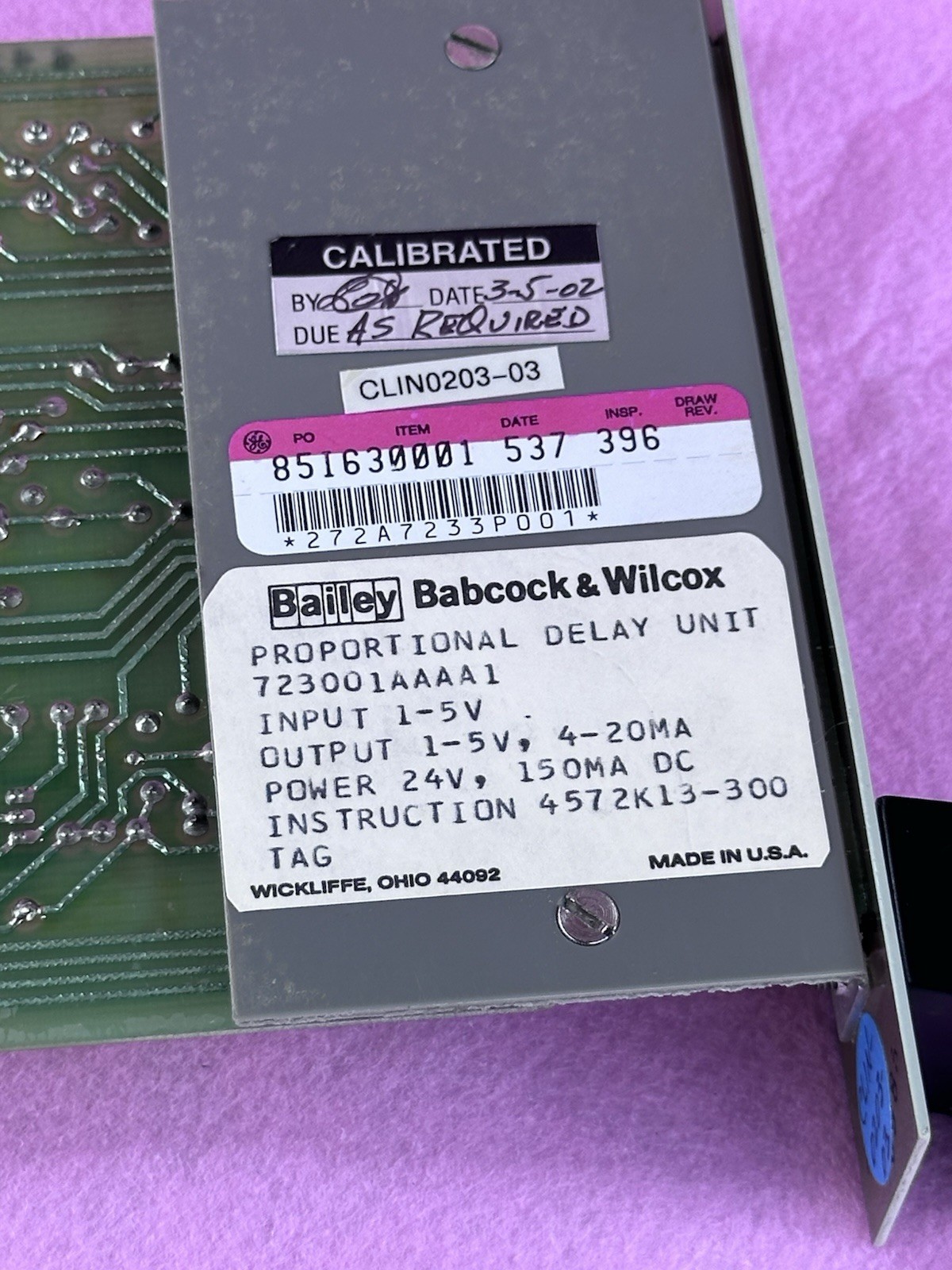 BAILEY 723001AAAA1 PROPORTIONAL DELAY UNIT