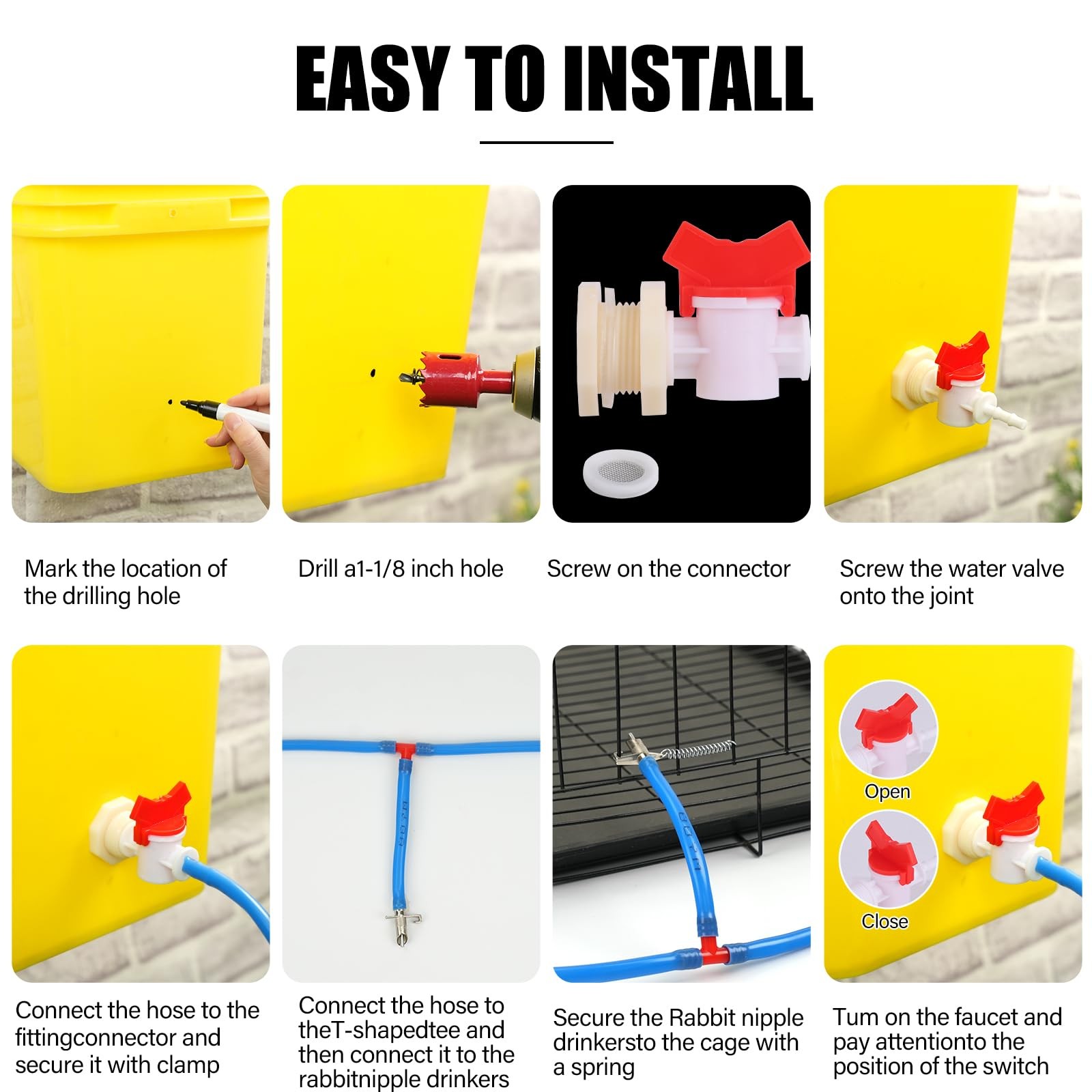Automatic Rabbit Watering System 16PC Rabbit Waterer Kit
