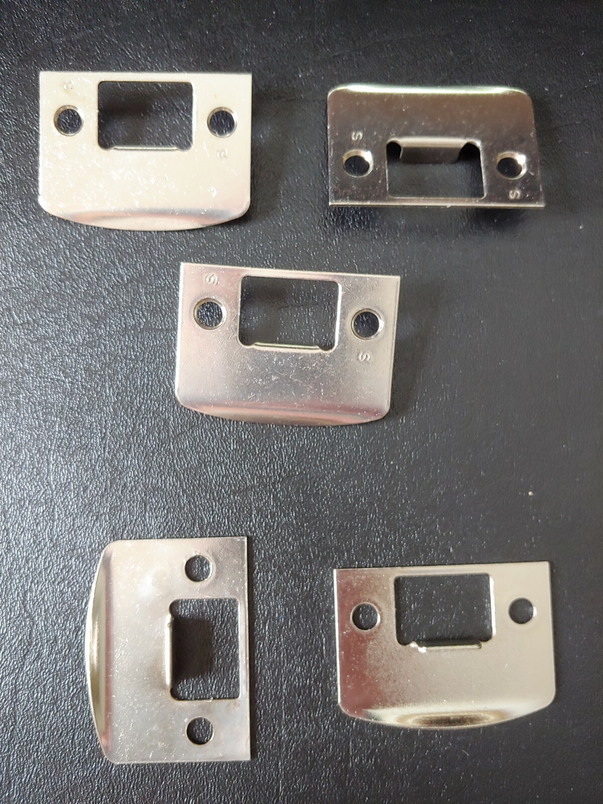 (5) NEW SCHLAGE STRIKE PLATES 1-5/8" x 2-1/4" SQUARE CORNER 619 NICKEL W/ SCREWS