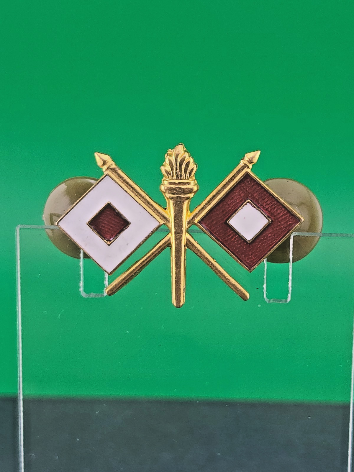 WWII US Army Signal Corps Uniform Insignia Double Pin Back - Military - NS Meyer