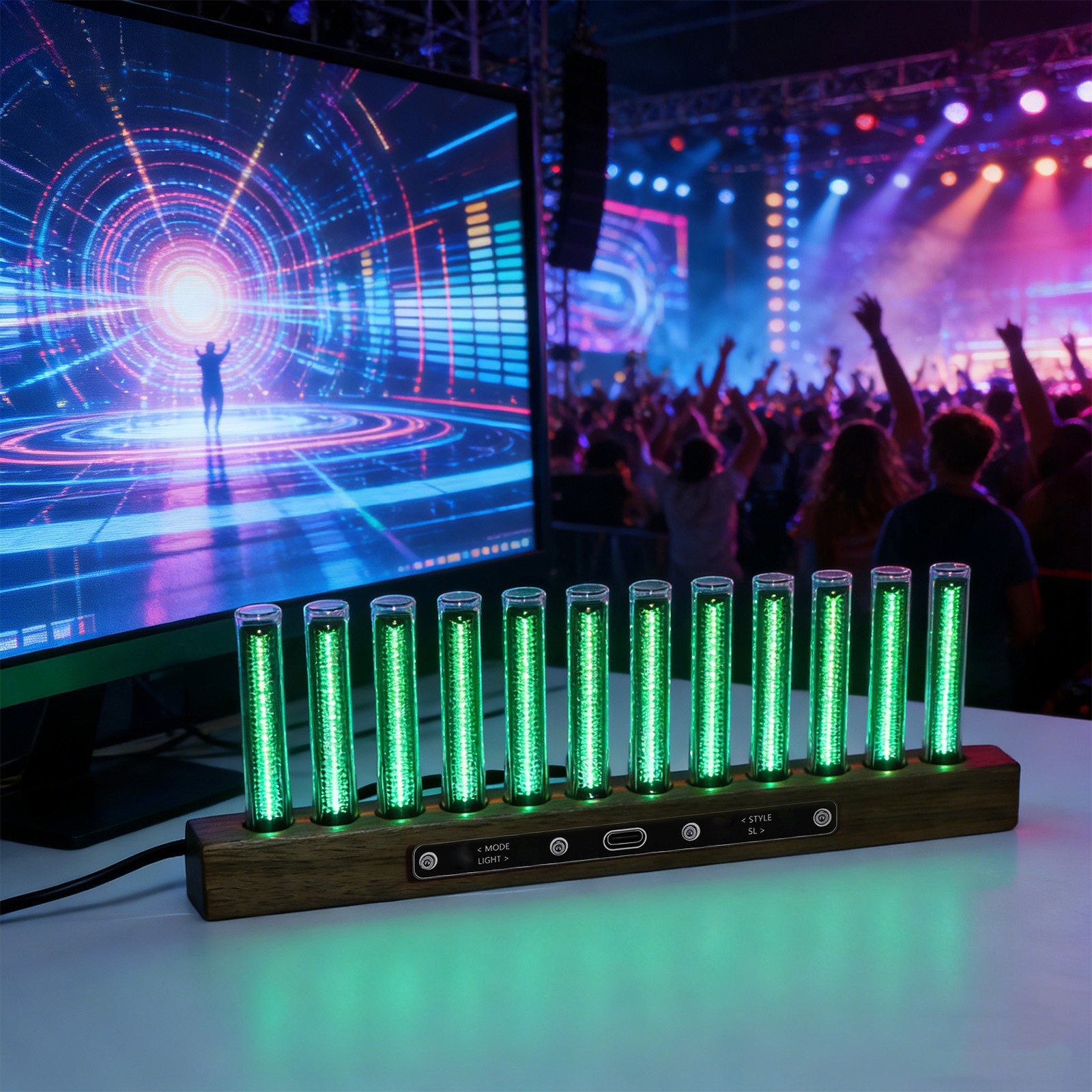 1 LED Music Spectrum Display With Adjustable Brightness For Home Use