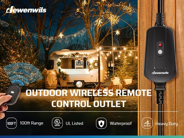 DEWENWILS Outdoor Wireless Remote Control Outlet, Remote Controlled Light Switch