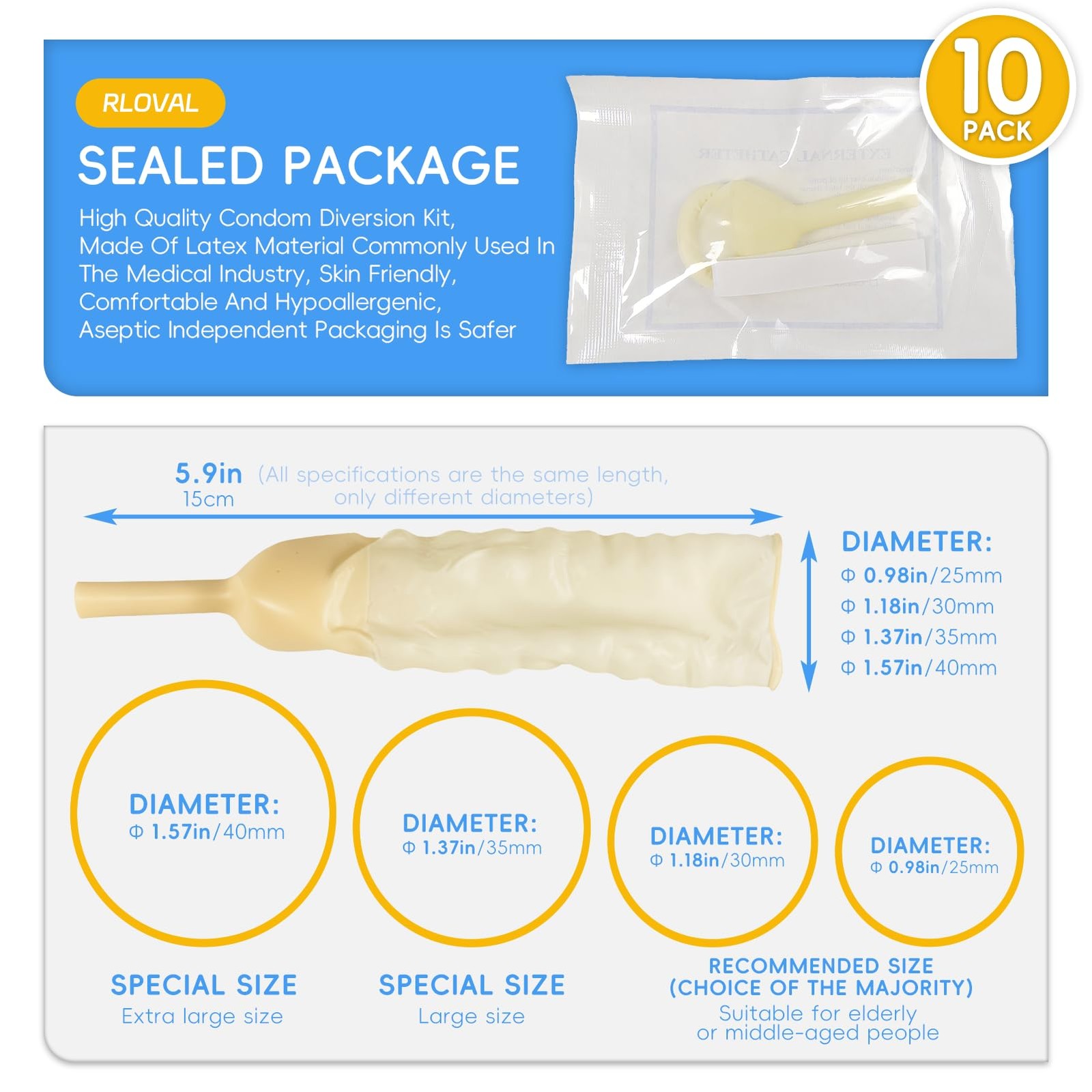 External Catheter for Men, 10pcs Condom Catheters External self Sealing Tape ...