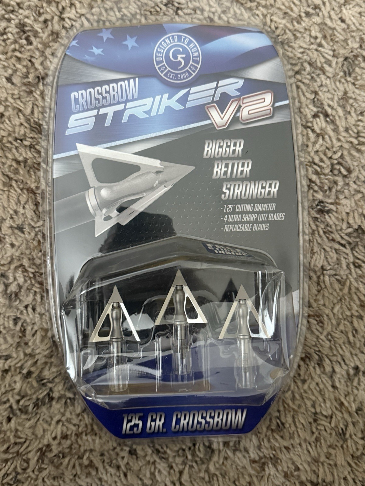 G5 Striker V2 Crossbow Broadhead 125 Grain 1 1/4 in Silver MPN 6142