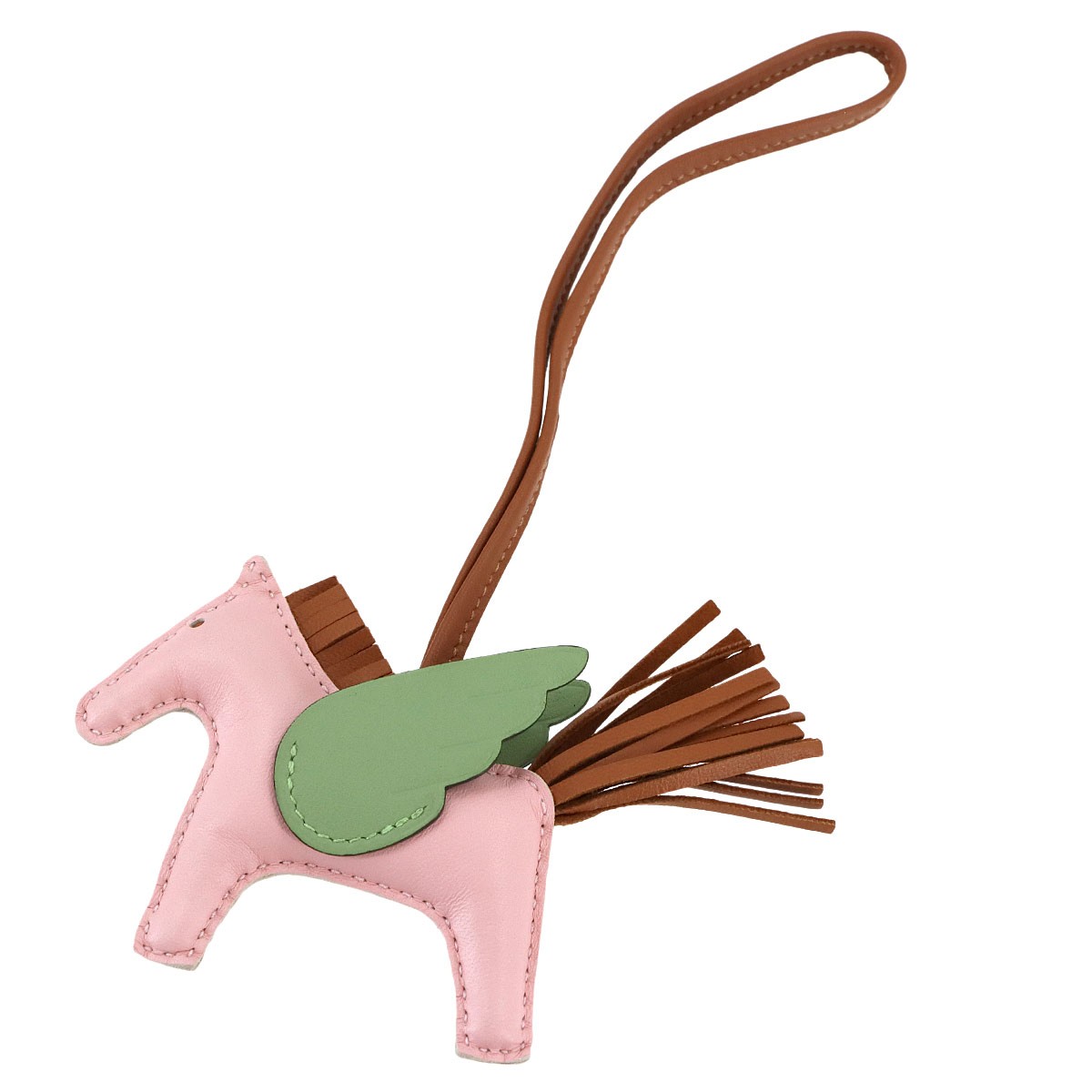 HERMES Rodeo Pegasu PM Bag Charm Agneau Milo Swift Rose Sakura Gold 90305458