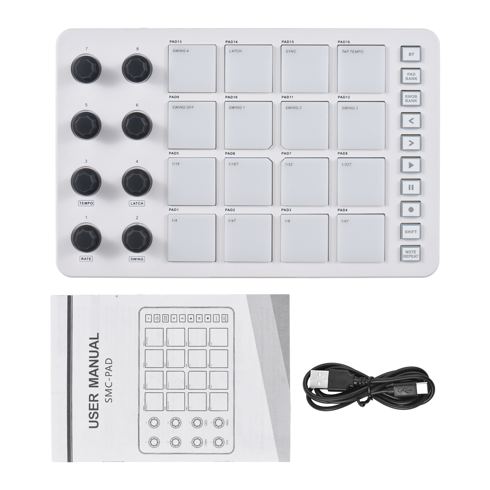 MIDI Controller Strike Pad 16 RGB Backlit Beat Pads 8 Assignable Knobs H7P3