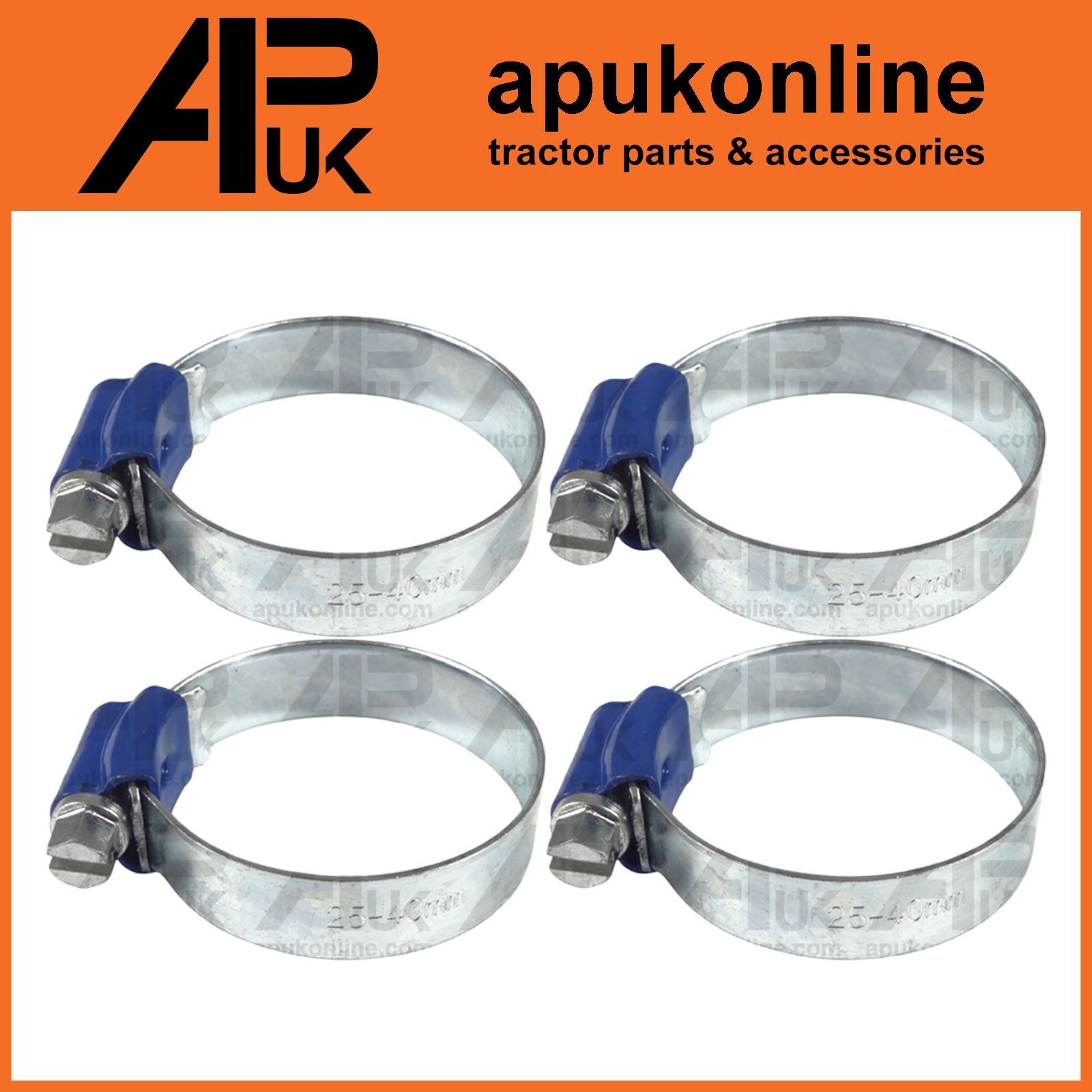 4x Worm Drive Hose Clip 25-40mm Rubber Pipe Jubilee Type Clamp Radiator Tractor