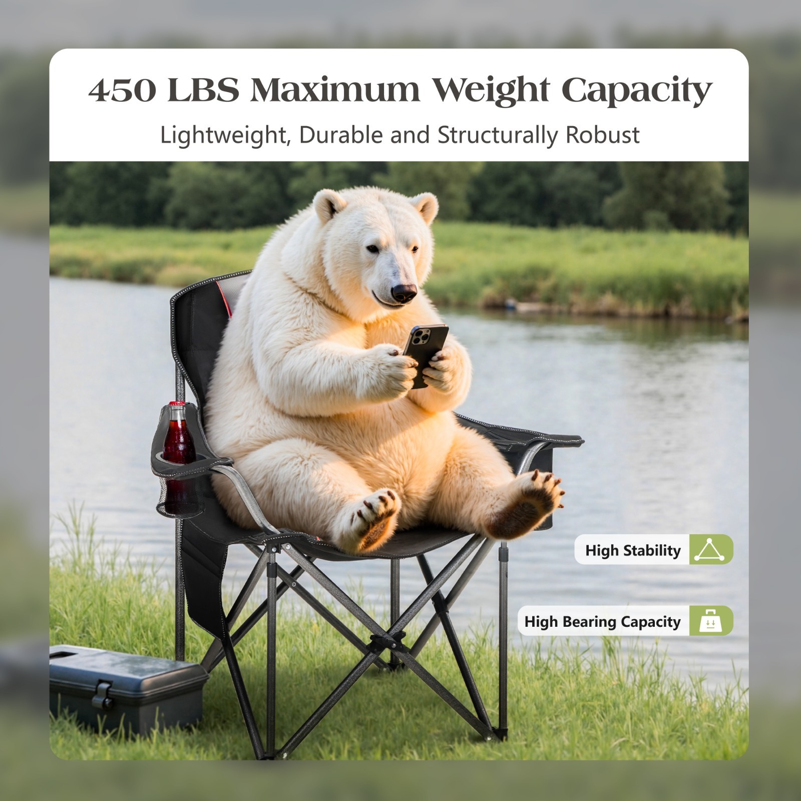 2 Pack Camping Chair Heavy Duty Folding Chairs Oversized Portable Outdoor Chairs