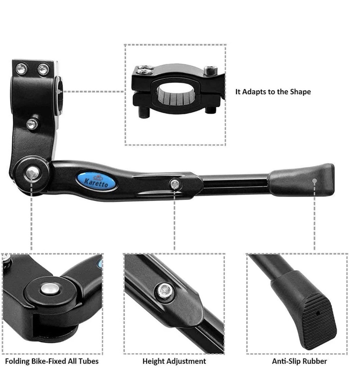 Karetto Bike Kickstand Adjustable Rear Side Aluminum Alloy Adults Road Bicycles