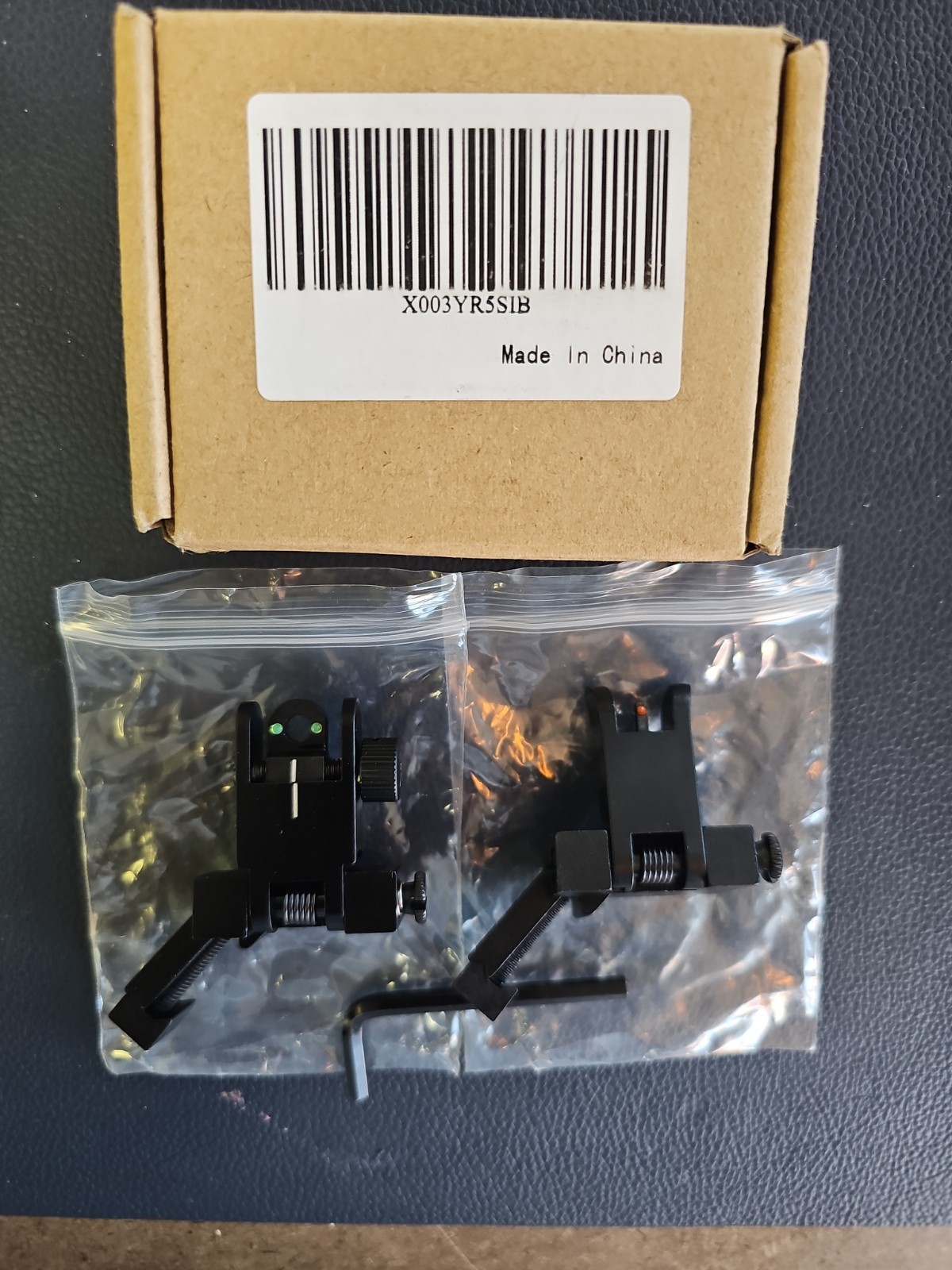 Foldable 45 Degree Fiber Optics Iron Sights Offset Front and Rear Sight