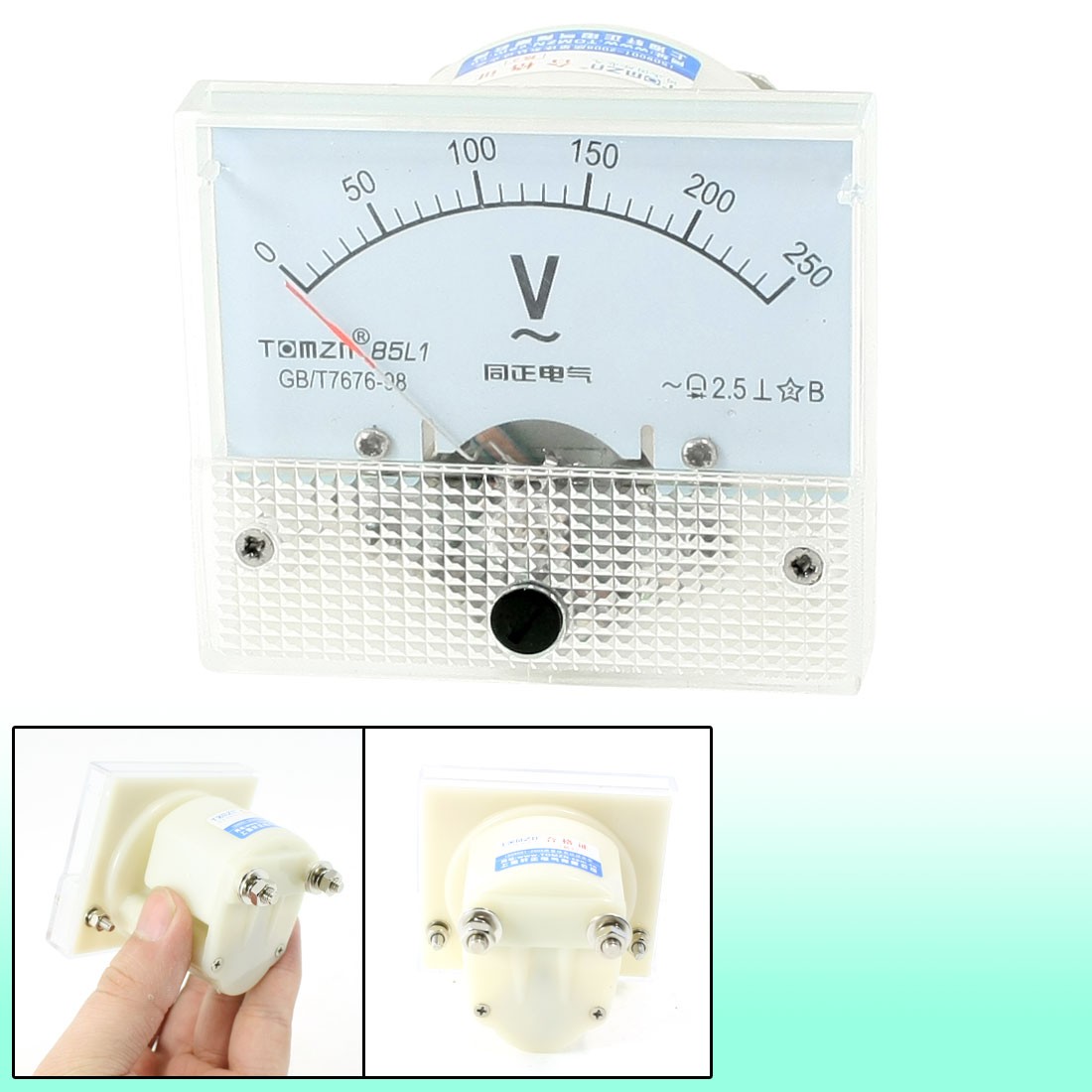 Class 2.5 AC 0-250V Screw Mounted Rectangle Voltage Test Meter Voltmeter