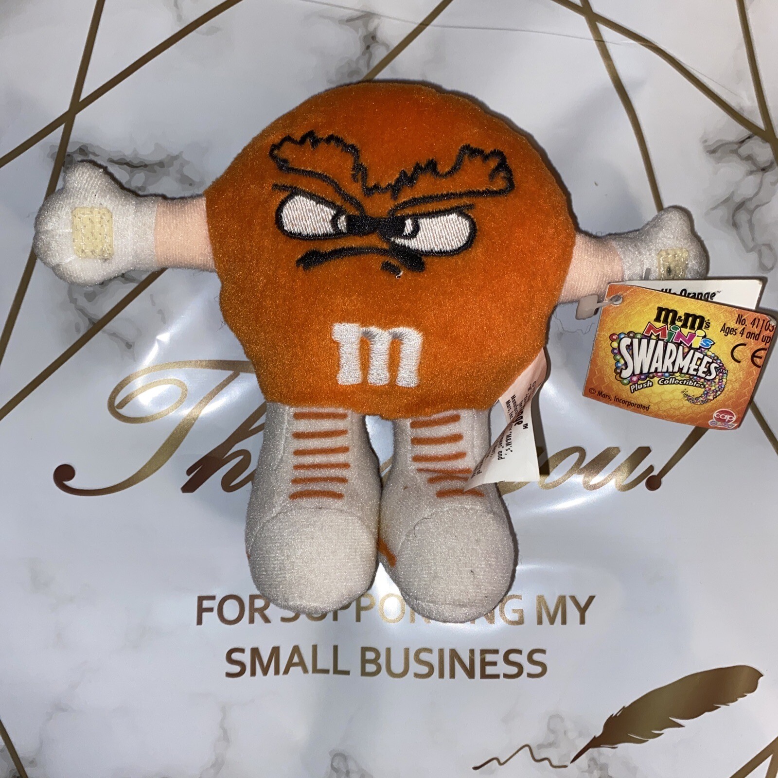 Vintage M&M’s Minis Swarmees Orville Orange 1998 Collectible Plush Stuffed Toy