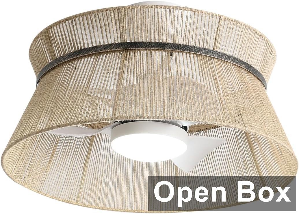 Eamonex CF040344 - 24" Dimmable DC Boho Linen Caged Ceiling Fan with Light