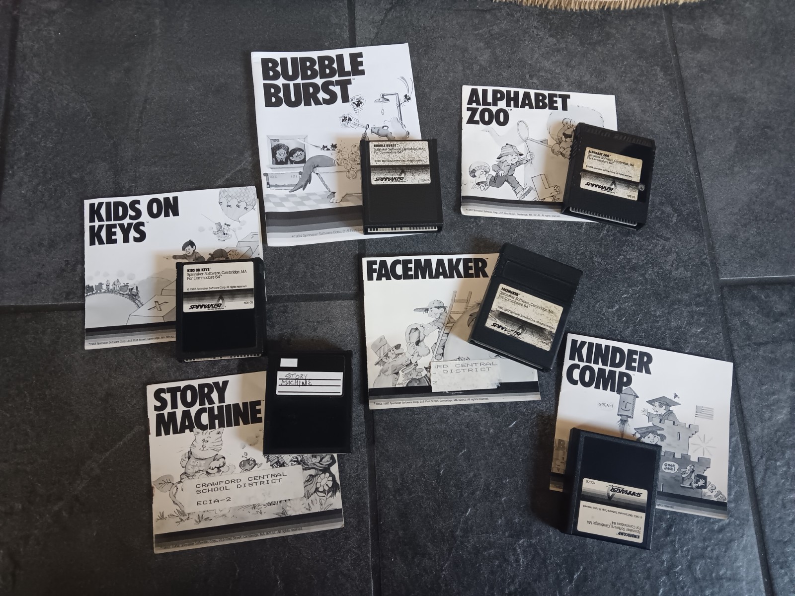 Lot Of 6 Commodore 64 Cartirdges Spinnaker Learning Games Alaphabet Zoo   Works