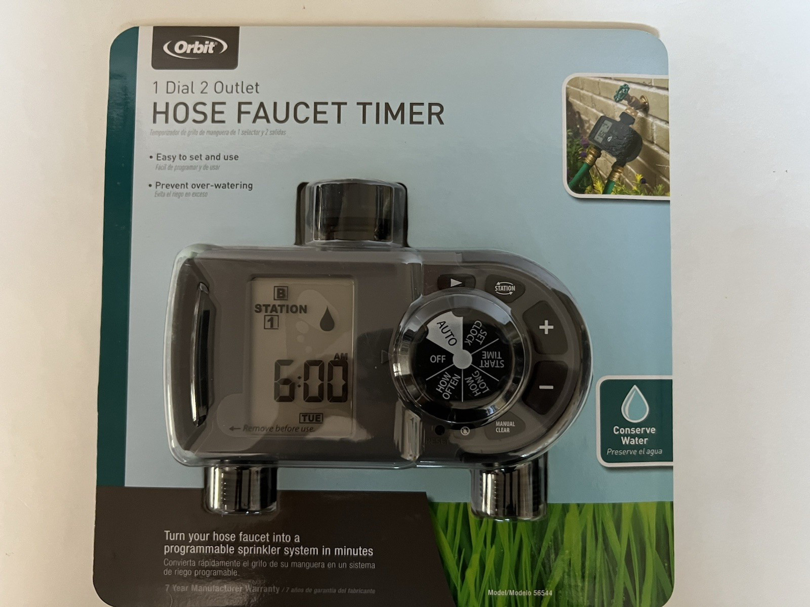 (NEW) Orbit Sprinkler System 2 Outlet  Hose Faucet Timer 56544