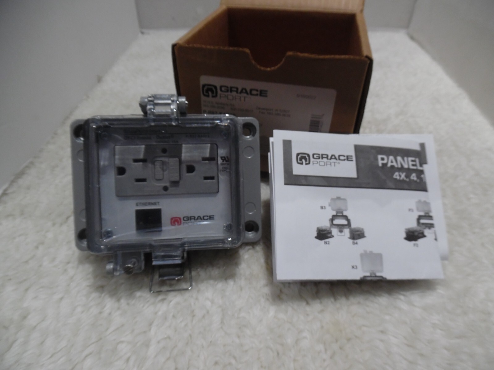 Grace P-R62-K4RF0 Panel Interface Connector Category 6 Ethernet GFCI Duplex