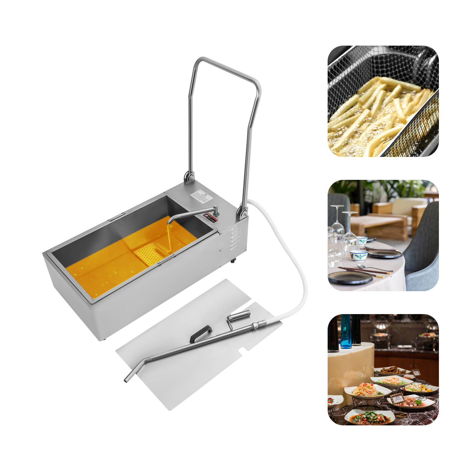 55L 370W Fryer Oil Filter Cart Machine Commercial Cooking Oil Filtration System