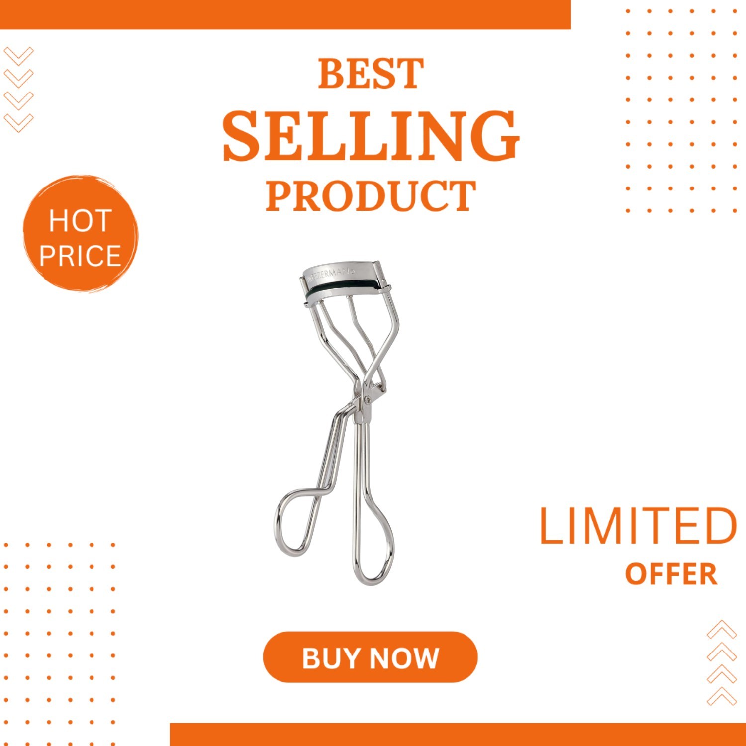 Classic Stainless Steel Eyelash Curler with 3 Refill Pads - Effortless Curl
