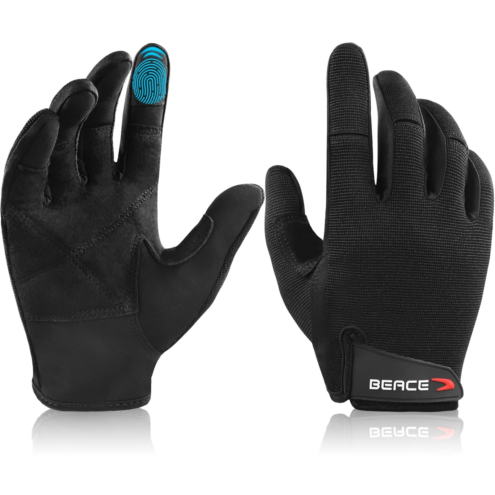 BEACE Full Finger Weight Lifting Gym Gloves with Anti-Slip Leather Palm for W...