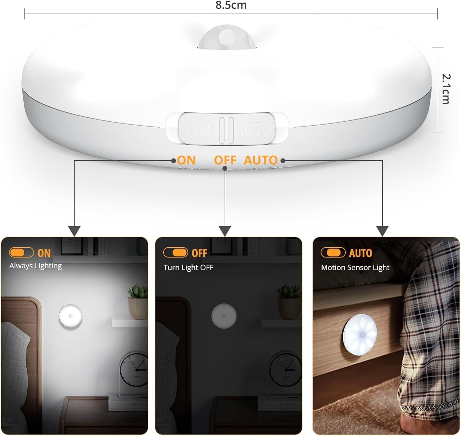 Motion Sensor Under Cabinet Lights, Wireless LED Light Bar with Built-in Rech...