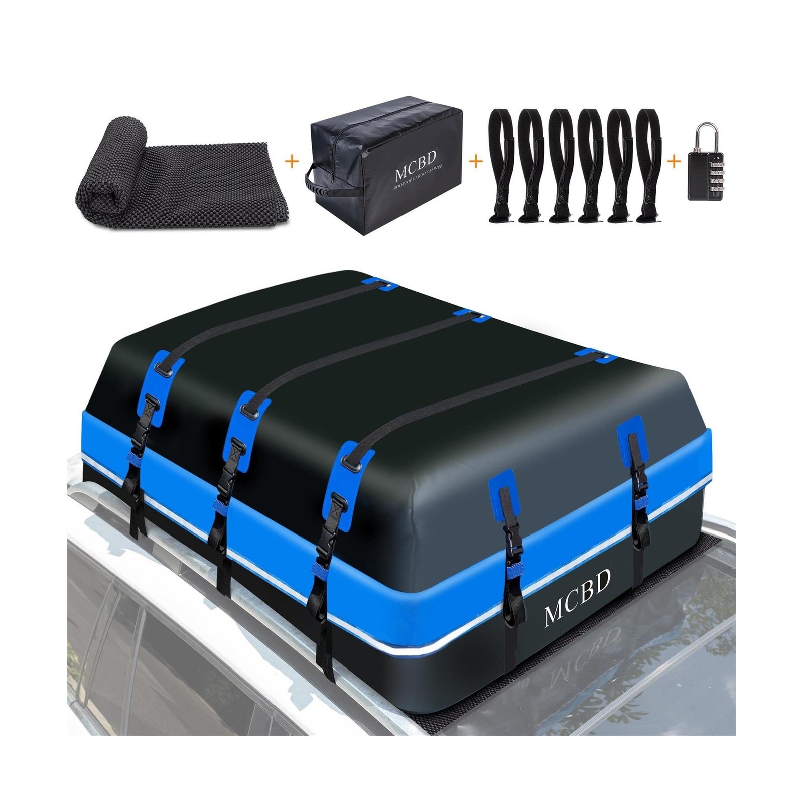 Rooftop Cargo Carrier, 21 Cubic Feet Soft-Shell Waterproof Car Roof Luggage B...