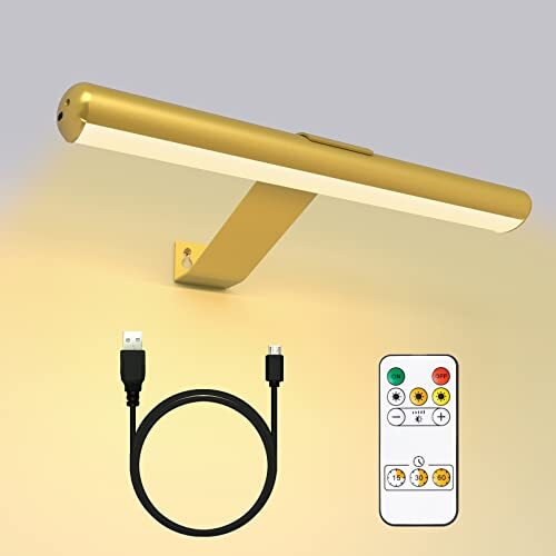 Wireless Picture Light for Art Painting with Remote Control, 13inch Gold-1pack