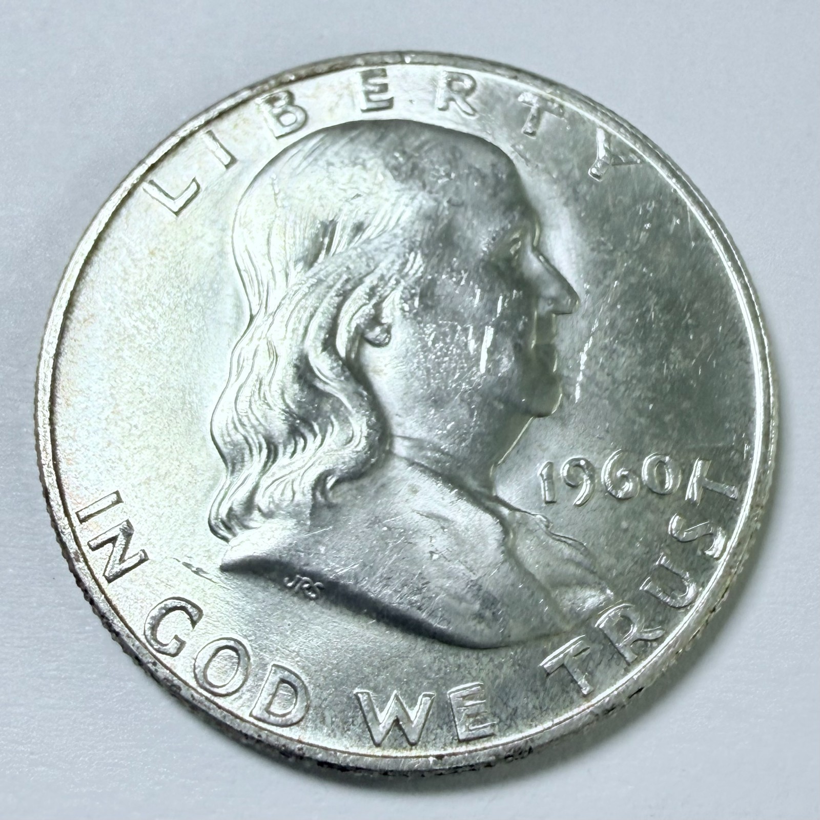1960-D FRANKLIN HALF DOLLAR, 90% SILVER EXTRA FINE DETAILS #9933