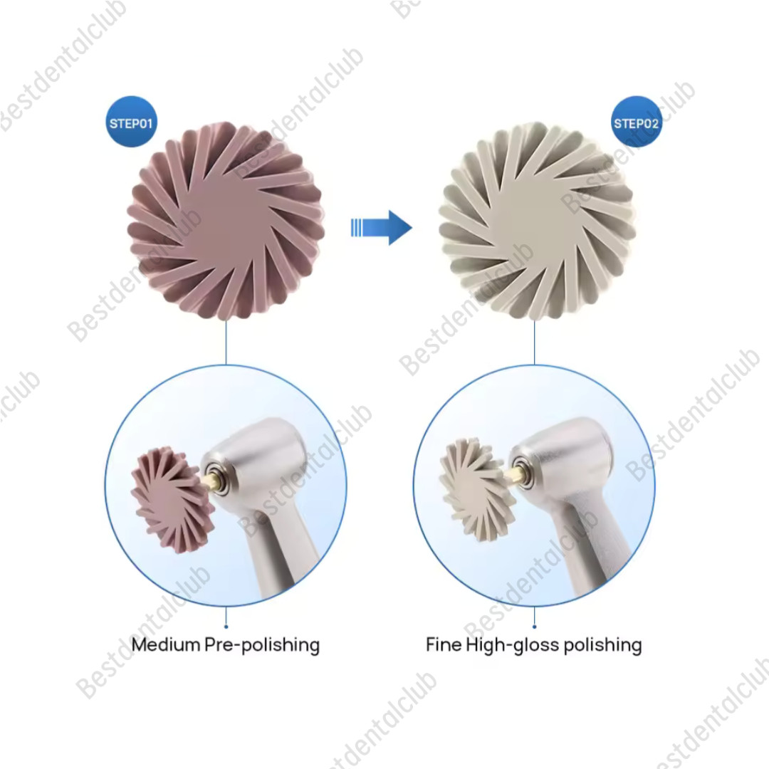 6Pc Dental Composite Polishing Wheel Kit 2-Step Polishing Diamond System RA Disc