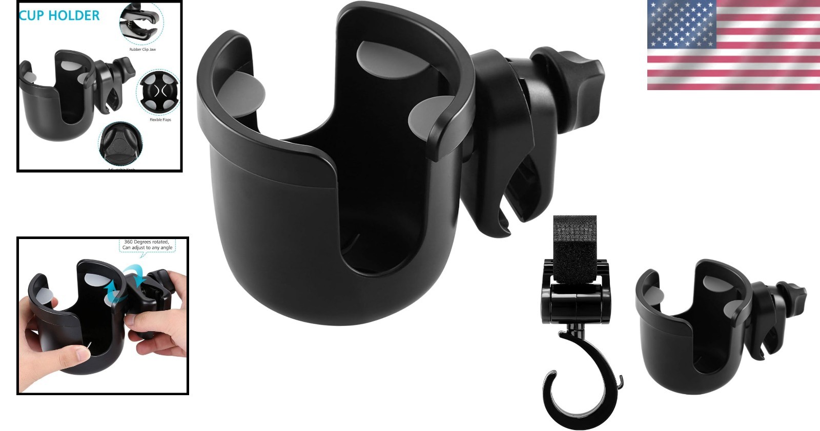 Multi-Functional Walker & Wheelchair Cup Holder with Phone Hook - Durable Design
