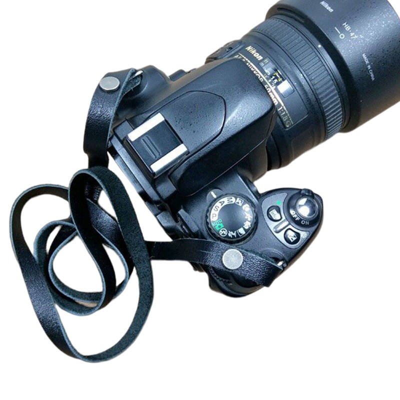Genuine Leather Handmade Binocular DC Camera Shoulder Neck Case Strap Sling BLK