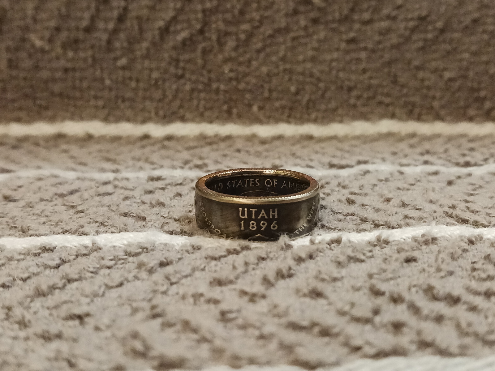 Utah Handcrafted Washington Quarters coin ring, size 6 2007