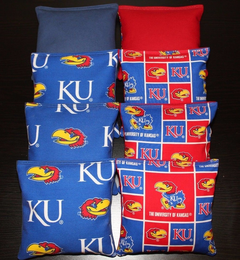 University of KANSAS JAYHAWKS KU CORNHOLE BEAN BAGS All Weather Resin Filled NEW