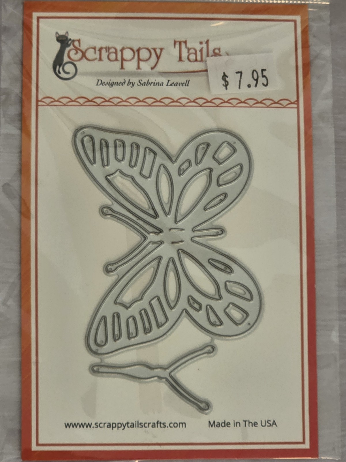Scrappy Tails Butterfly Die Cut--set of 2 dies butterfly is 2.5 x 1.75 NEW
