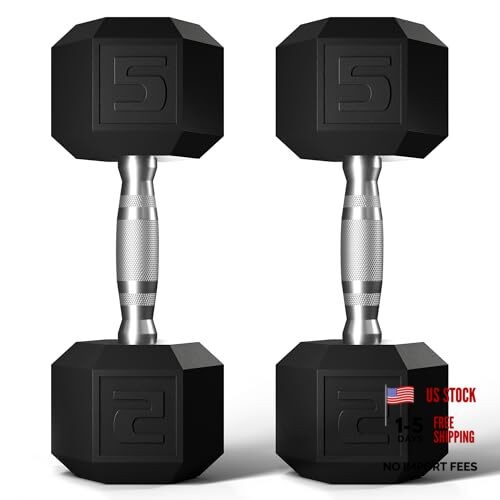 Dumbbells Set Rubber Coated Hex Hand Weights Exercise & Fitness for Home Gym