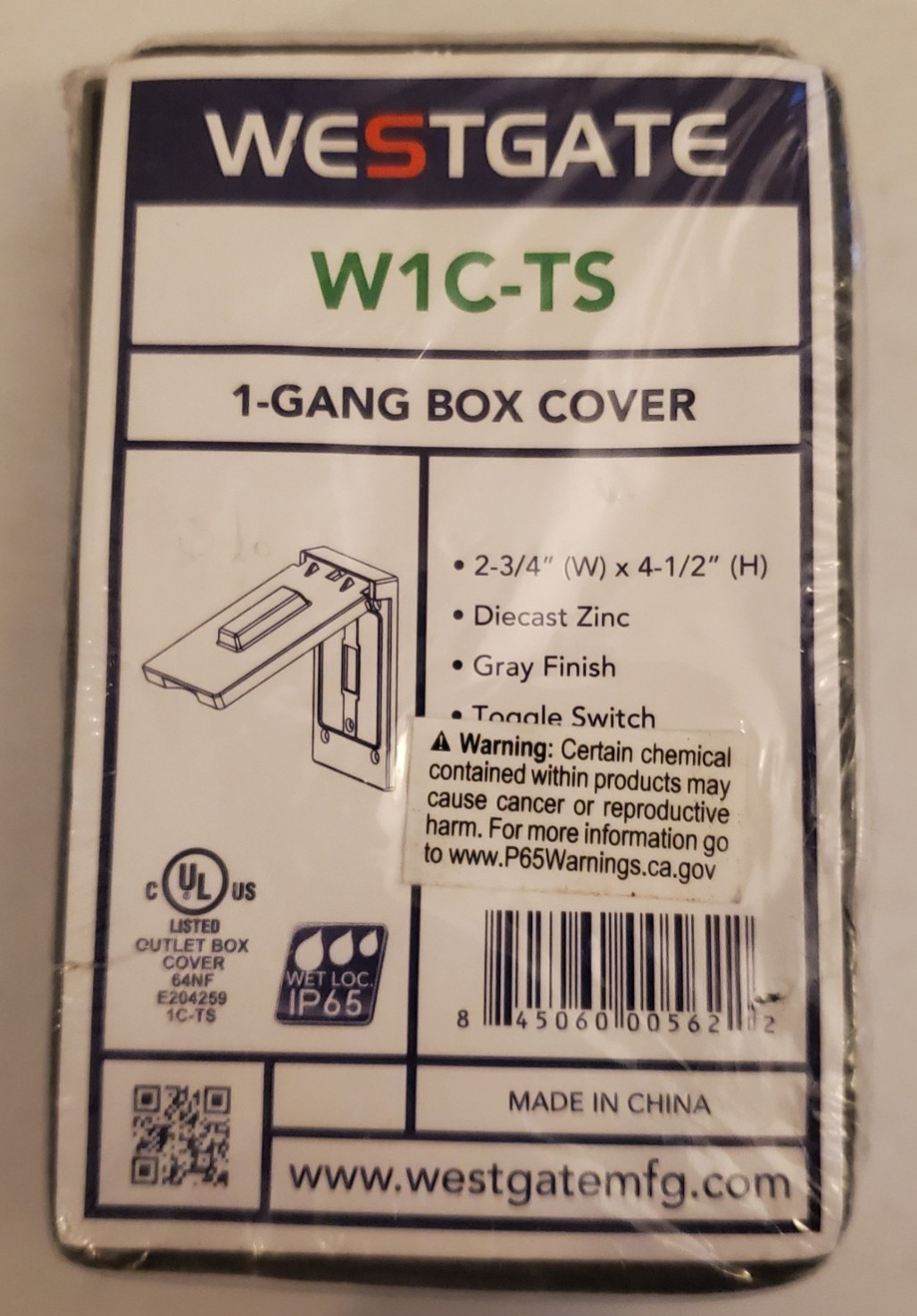 Westgate W1C-TS Gang Box Cover New Sealed