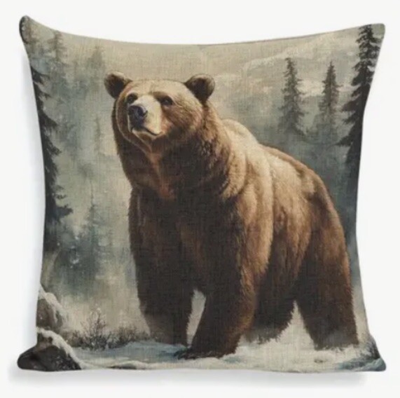 Cabin Lodge Lake House BLACK BEAR WINTER CHRISTMAS THROW PILLOW COVER HOME DECOR
