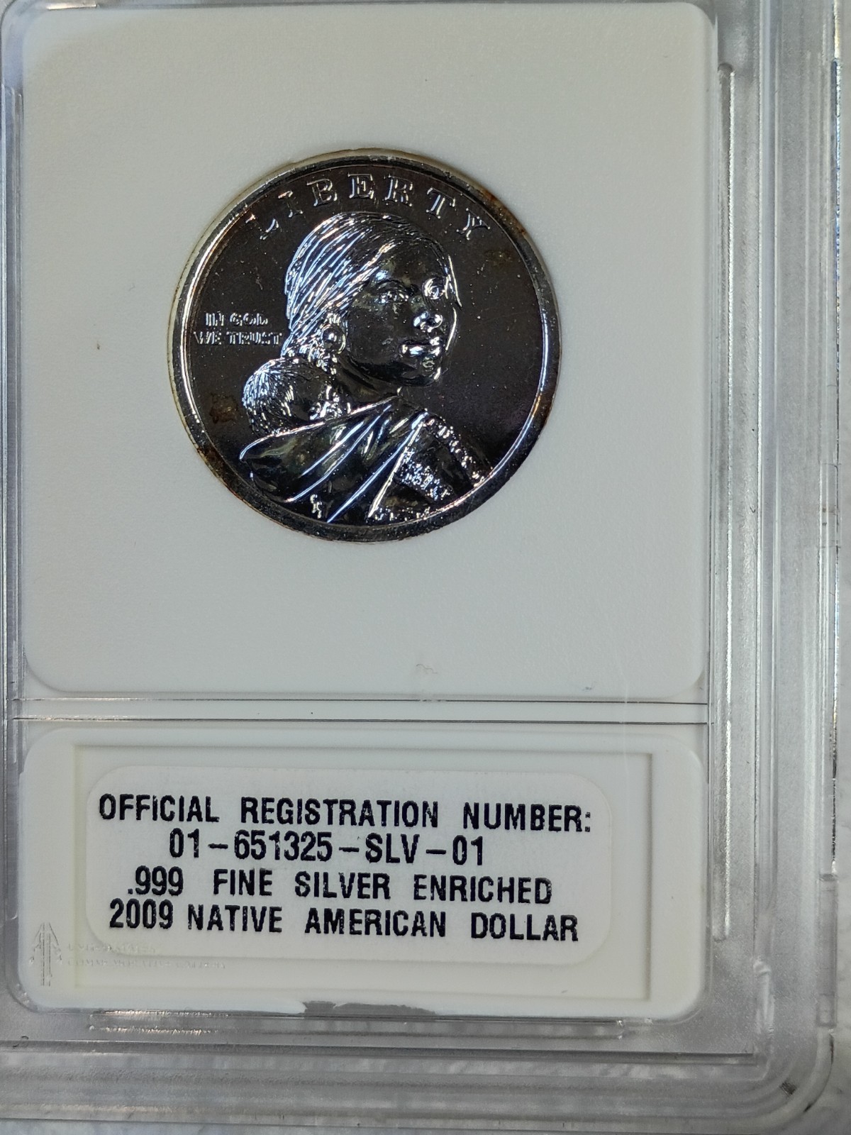 2009-P $1 Registered Native American Dollar! .999 Silver Enriched