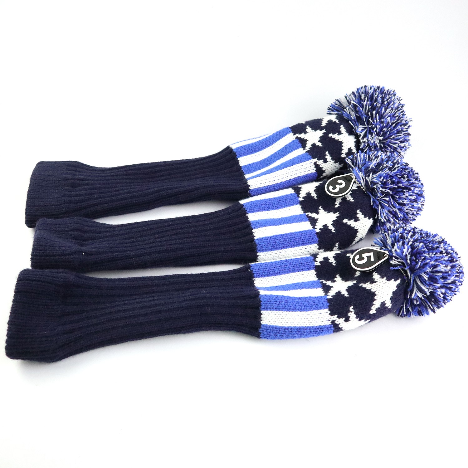 3 Piece Set Vintage Golf Club Knitted Headcover Fairway Woods Club Head Cover