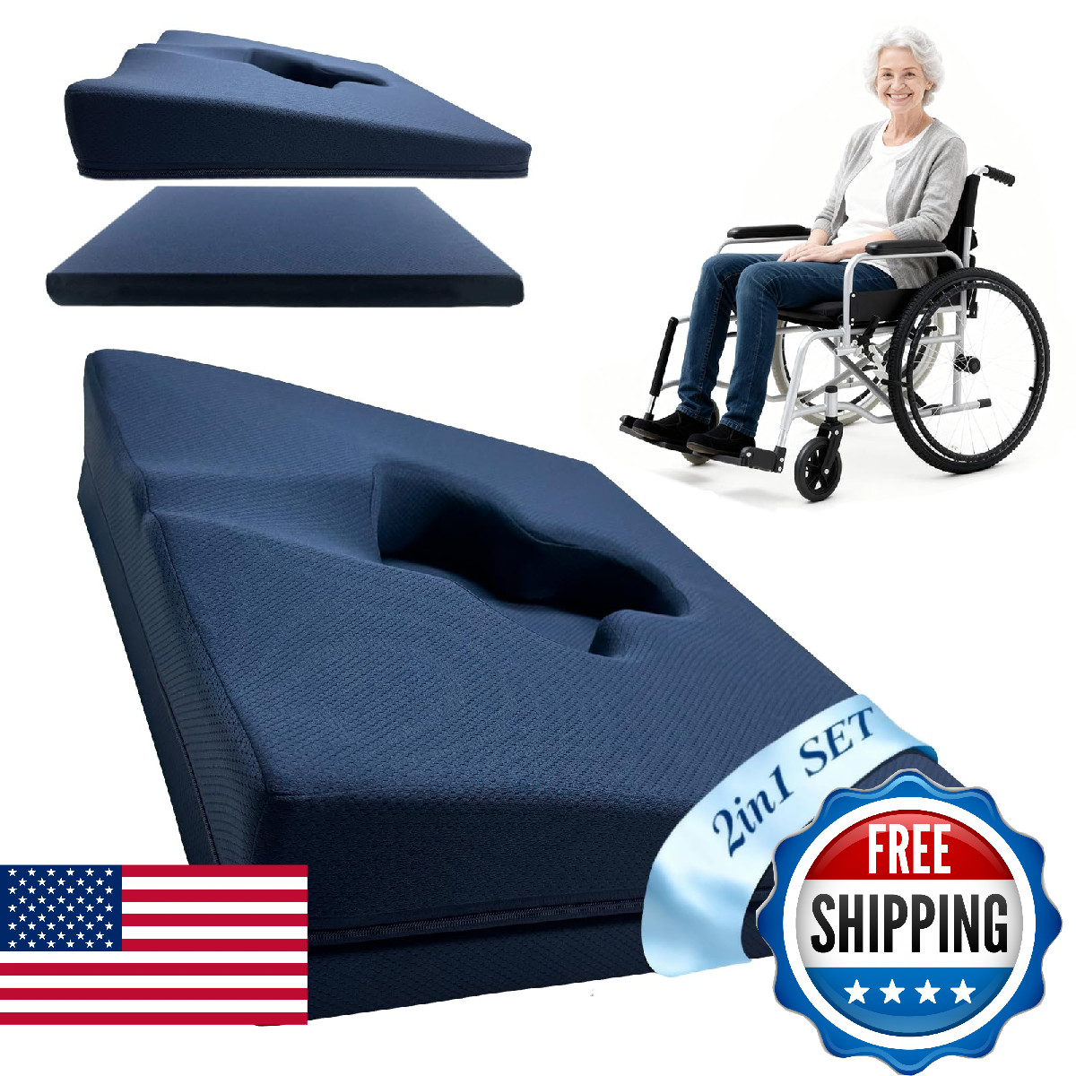 Rivquvi Gel Wheelchair Seat Cushion,Bed Sore Cushions for Butt,Office Chair Pres