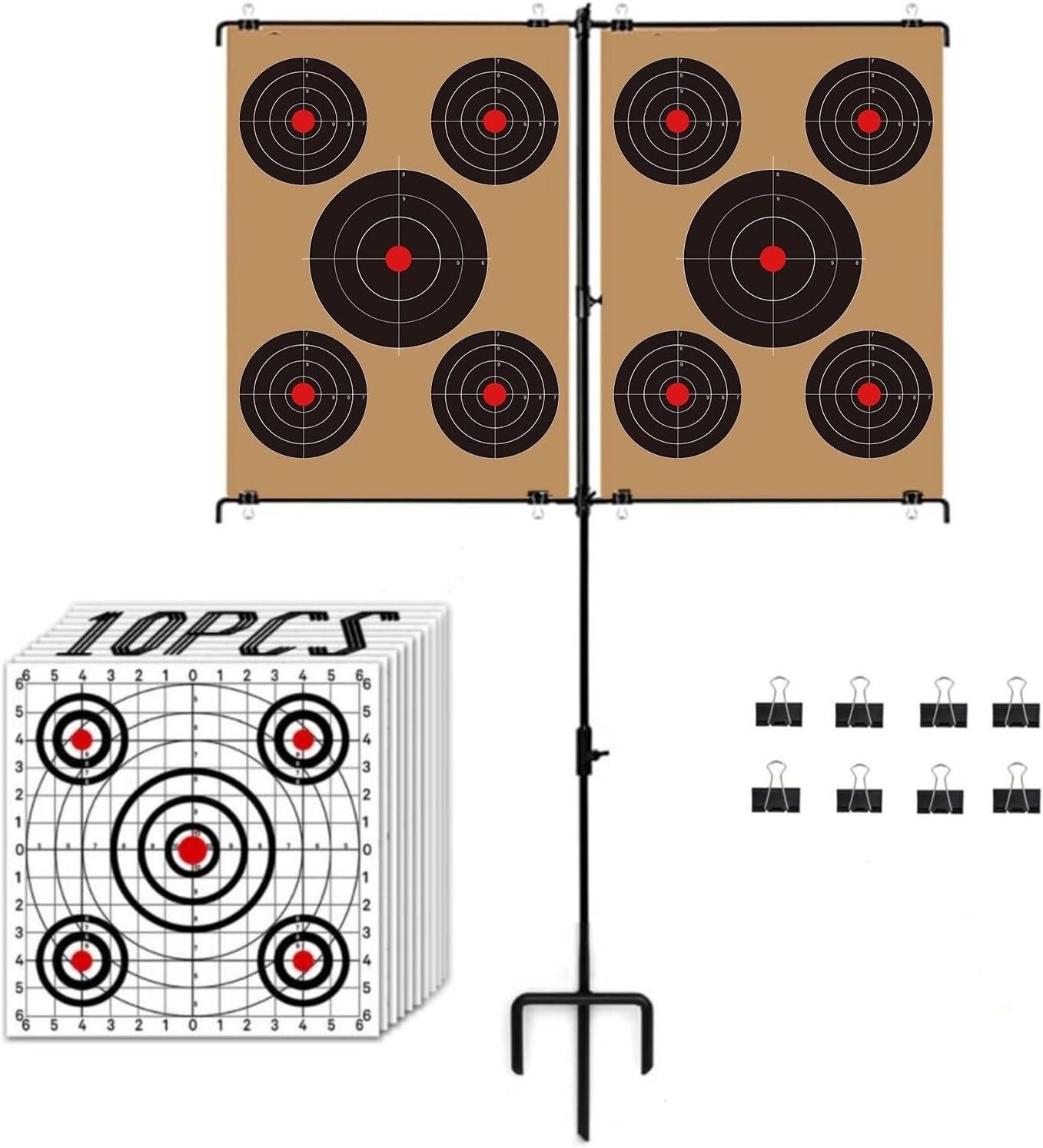 Adjustable Shooting Target Stand with 10Pcs Target Papers for Outdoor NEW